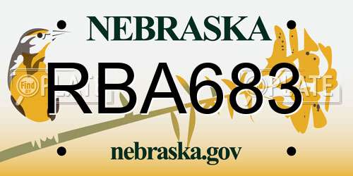 RBA683 Nebraska License Plate