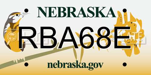 RBA68E Nebraska License Plate
