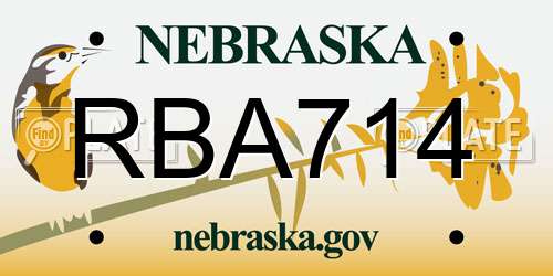 RBA714 Nebraska License Plate