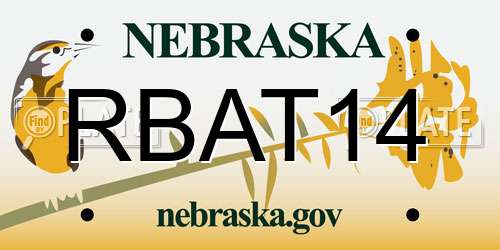 RBAT14 Nebraska License Plate