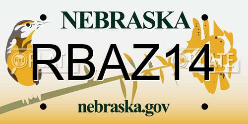 RBAZ14 Nebraska License Plate