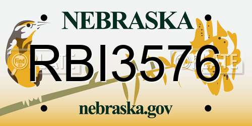 RBI3576 Nebraska License Plate