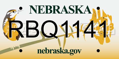 RBQ1141 Nebraska License Plate