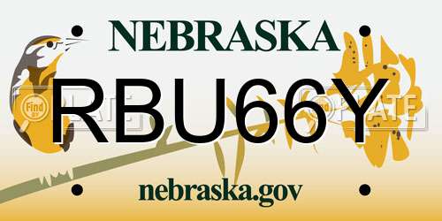 RBU66Y Nebraska License Plate