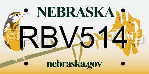 RBV514 Nebraska License Plate