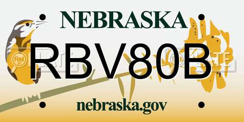 RBV80B Nebraska License Plate