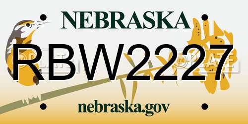 RBW2227 Nebraska License Plate