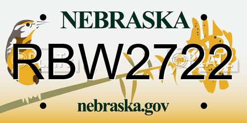 RBW2722 Nebraska License Plate