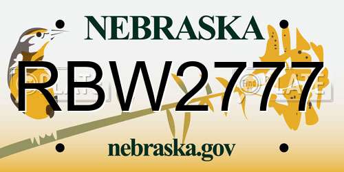 RBW2777 Nebraska License Plate