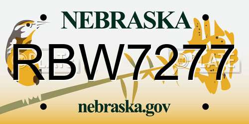 RBW7277 Nebraska License Plate