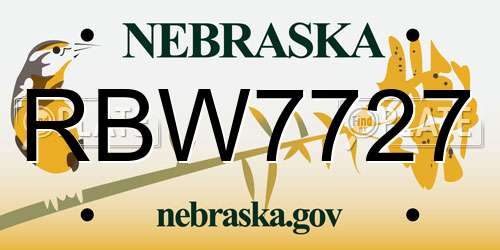 RBW7727 Nebraska License Plate