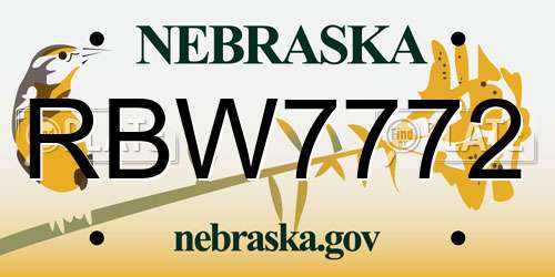 RBW7772 Nebraska License Plate