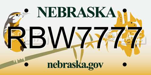 RBW7777 Nebraska License Plate