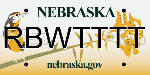 RBWTTTT Nebraska License Plate