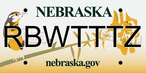 RBWTTTZ Nebraska License Plate