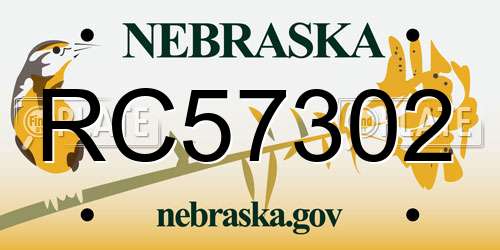 RC57302 Nebraska License Plate
