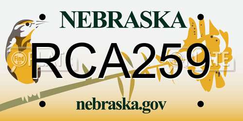 RCA259 Nebraska License Plate