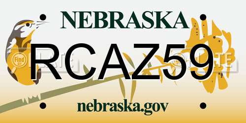 RCAZ59 Nebraska License Plate
