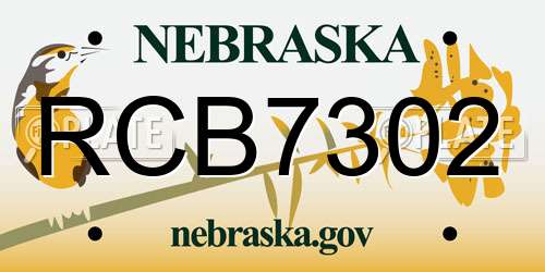RCB7302 Nebraska License Plate