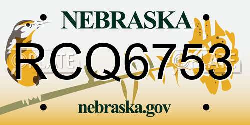 RCQ6753 Nebraska License Plate