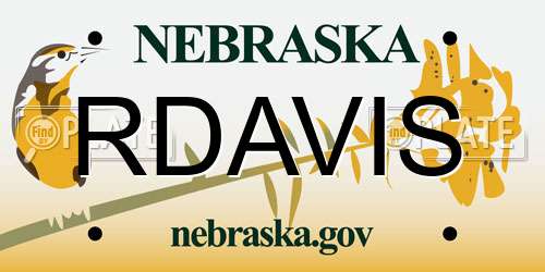 RDAVIS Nebraska License Plate