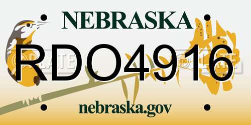 RDO4916 Nebraska License Plate