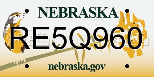 RE5Q960 Nebraska License Plate