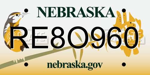 RE8O960 Nebraska License Plate