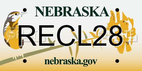 RECL28 Nebraska License Plate