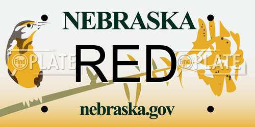 RED Nebraska License Plate