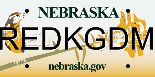REDKGDM Nebraska License Plate
