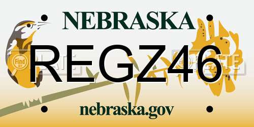 REGZ46 Nebraska License Plate