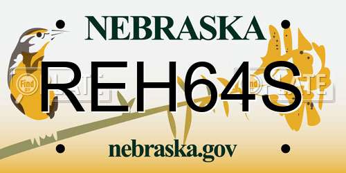 REH64S Nebraska License Plate