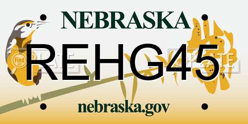 REHG45 Nebraska License Plate