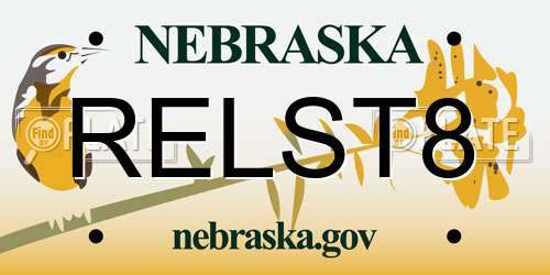 RELST8 Nebraska License Plate