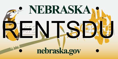 RENTSDU Nebraska License Plate