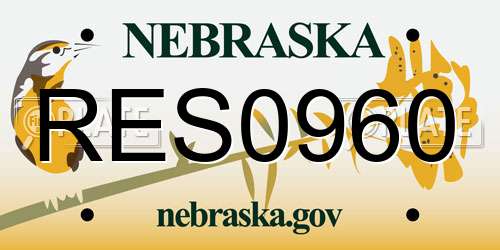 RES0960 Nebraska License Plate