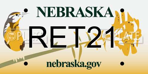 RET21 Nebraska License Plate