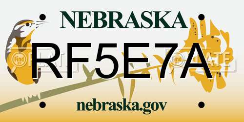 RF5E7A Nebraska License Plate
