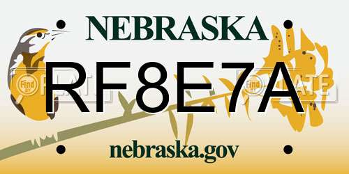 RF8E7A Nebraska License Plate