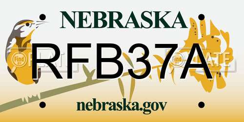 RFB37A Nebraska License Plate