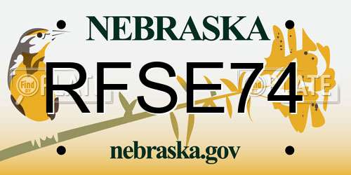 RFSE74 Nebraska License Plate