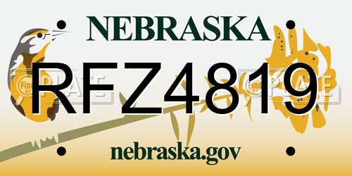 RFZ4819 Nebraska License Plate