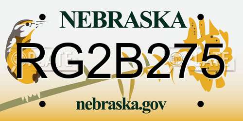 RG2B275 Nebraska License Plate