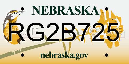 RG2B725 Nebraska License Plate