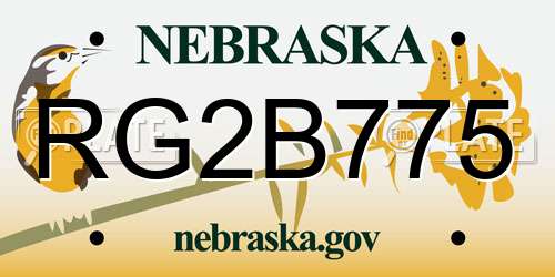 RG2B775 Nebraska License Plate