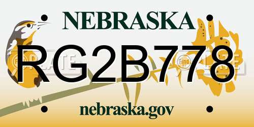RG2B778 Nebraska License Plate
