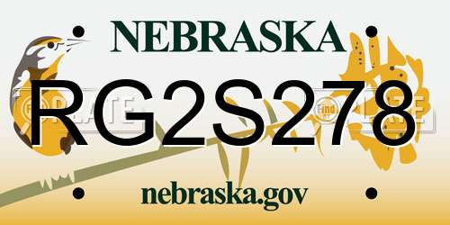 RG2S278 Nebraska License Plate