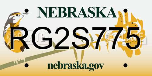 RG2S775 Nebraska License Plate