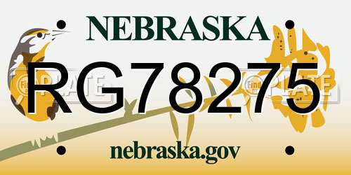 RG78275 Nebraska License Plate